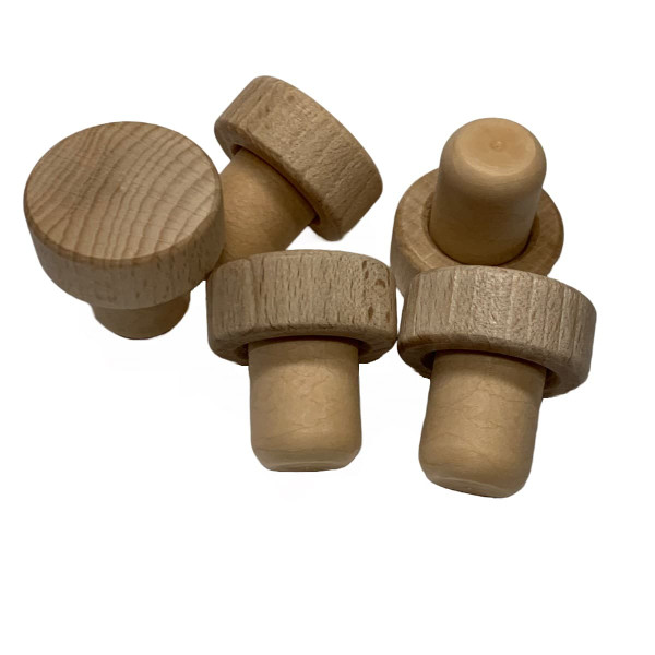 Wood cap stopper with synthetic cork stem